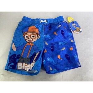 Blippi Sea Life Blue Swim Trunks Shorts Lined Swimwear Bottoms Boys Size 5